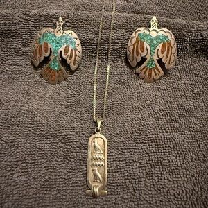 Vintage sterling silver and turquoise pendants